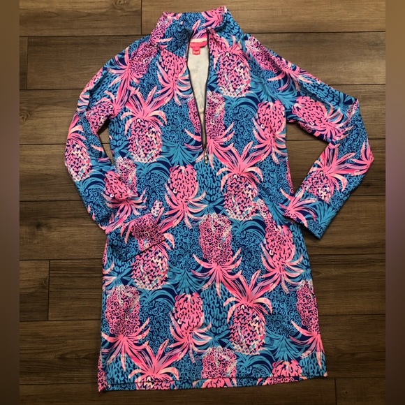 NWOT- Lilly Pulitzer Upf 50+ Skipper Printed Popover Dress in Blue Lyst - - Picture 2 of 5